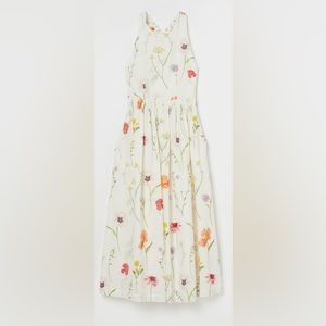 H&M Ankle-Length Linen Blend Dress Wildflower